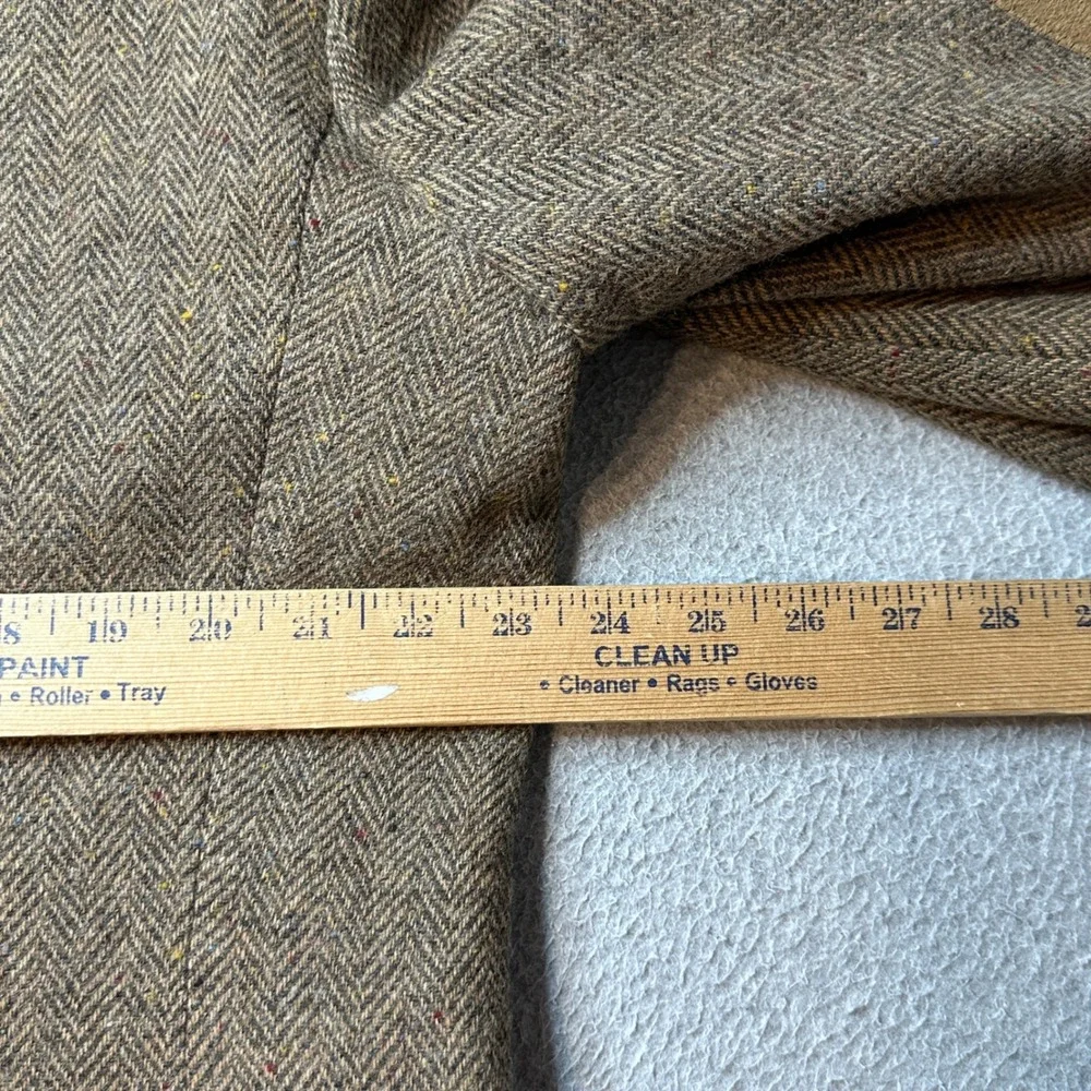 Vintage Stafford Blazer Mens 46R Brown Herringbone Wool‎ Lambswool Elbow Patch